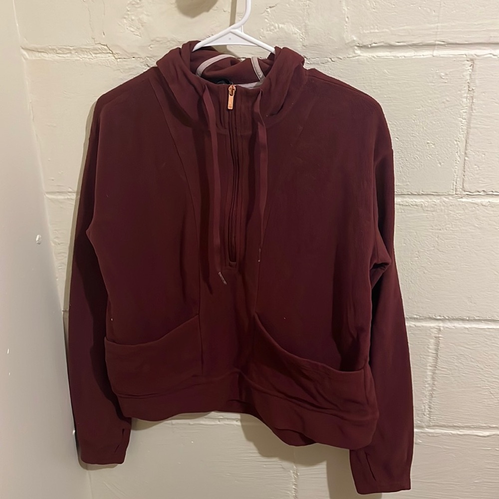 maroon fleece quarter-zip